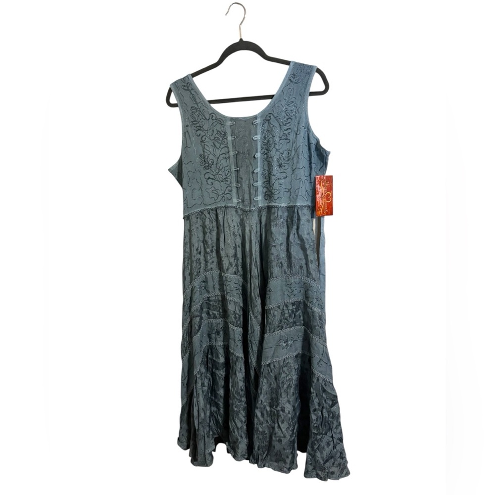Scully Honey Creek Blue Lace Front Sleeveless Western Dress Large NWT